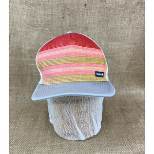 Hurley Mesh Snapback Truckers Hat Striped Front Cap